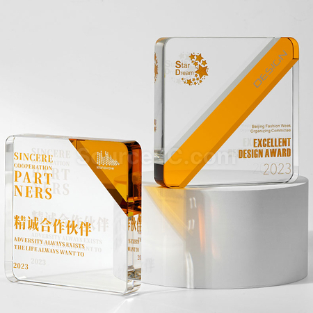 禮品訂造方形水晶獎座紀念品