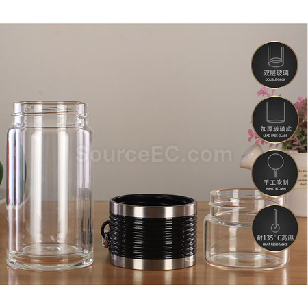 禮品訂造便攜式茶水分離玻璃杯紀念品
