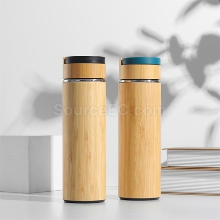 禮品訂造手提蓋竹殼保溫杯紀念品
