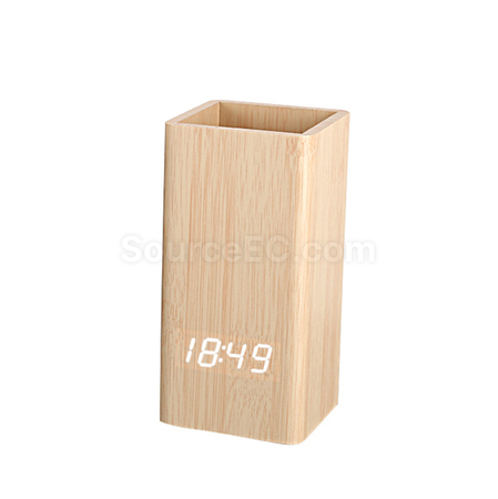 禮品訂造木質時鐘筆筒紀念品