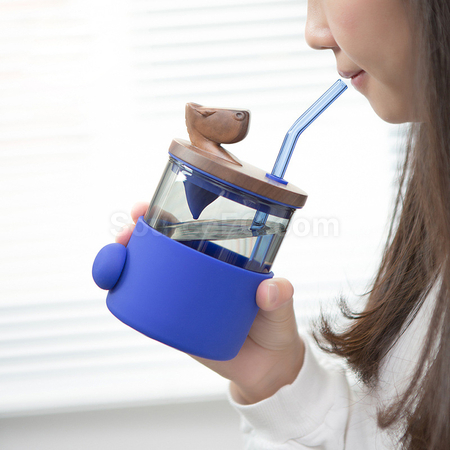 禮品訂造簡約吸管玻璃杯紀念品