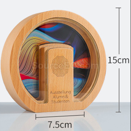 禮品訂造實木圓形獎座紀念品