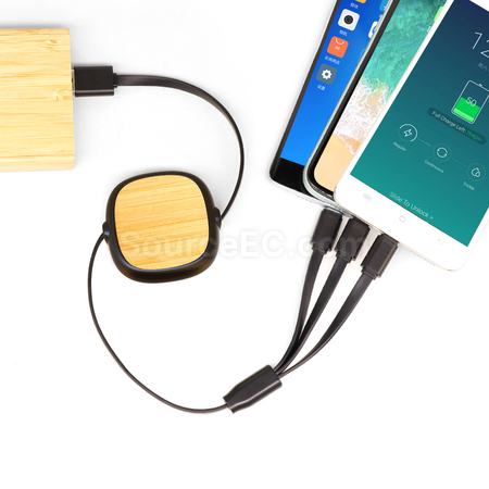 禮品訂造伸縮竹木充電線紀念品