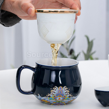 禮品訂造招財貓泡茶杯套裝紀念品