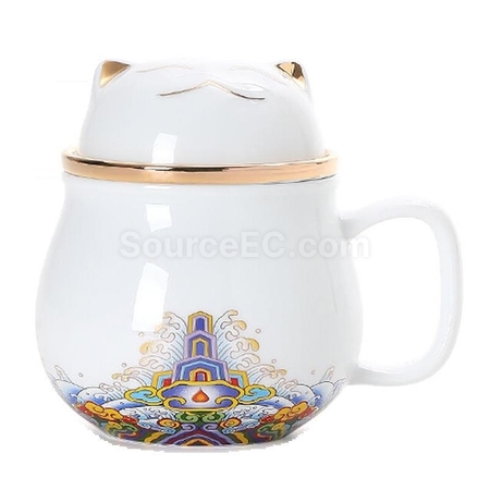 禮品訂造招財貓泡茶杯套裝紀念品