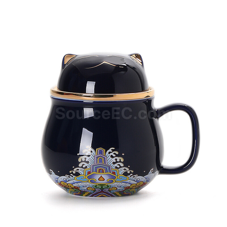 禮品訂造招財貓泡茶杯套裝紀念品