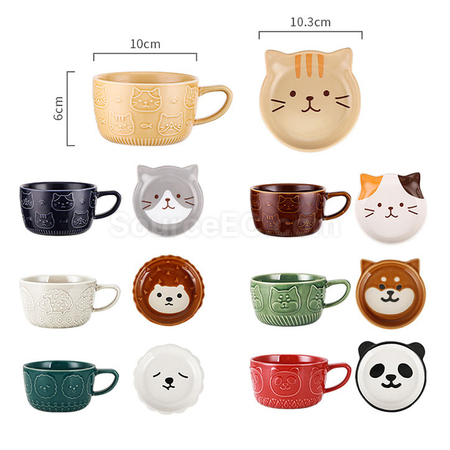 禮品訂造萌寵日式點心陶瓷杯紀念品