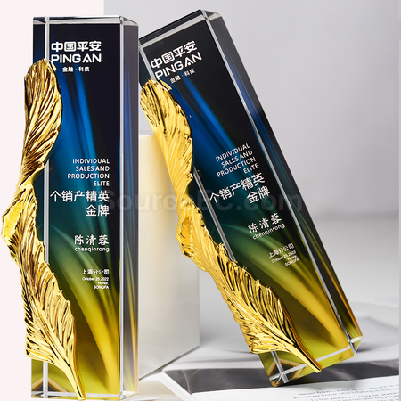 禮品訂造羽毛水晶獎盃紀念品