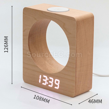 禮品訂造木紋鬧鐘小夜燈紀念品