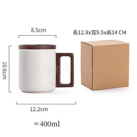 禮品訂造帶蓋木柄陶瓷杯紀念品