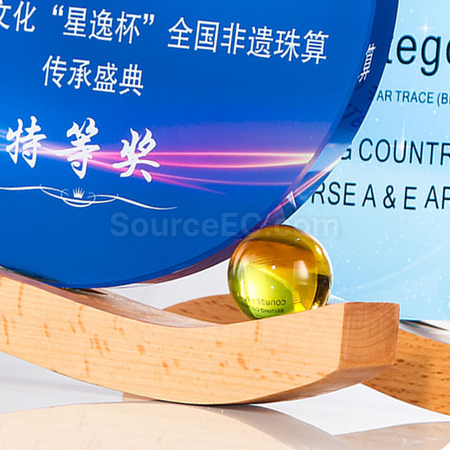 禮品訂造日月同輝水晶獎座紀念品