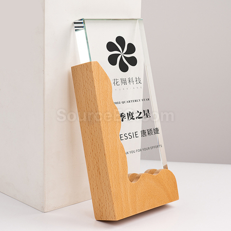 禮品訂造木質水晶獎座紀念品