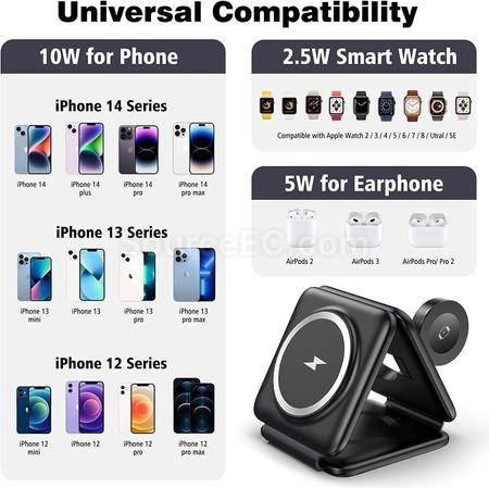 禮品訂造三合一磁吸無線充電器紀念品