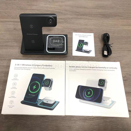 禮品訂造三合一無線快充摺疊支架紀念品