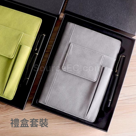 禮品訂造多功能麻紋皮革筆記本紀念品