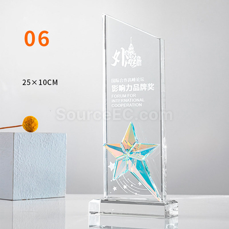 禮品訂造炫彩水晶獎座紀念品
