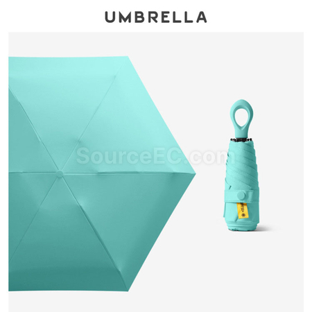 禮品訂造指環柄五摺黑膠雨傘紀念品