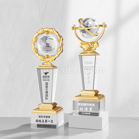 禮品訂造水晶球金屬獎杯紀念品