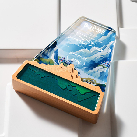 禮品訂造水晶實木獎座紀念品