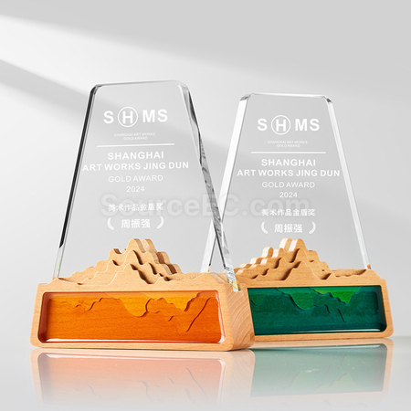 禮品訂造水晶實木獎座紀念品