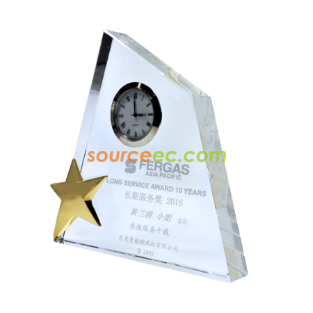 禮品訂造恆久時鐘水晶獎座紀念品