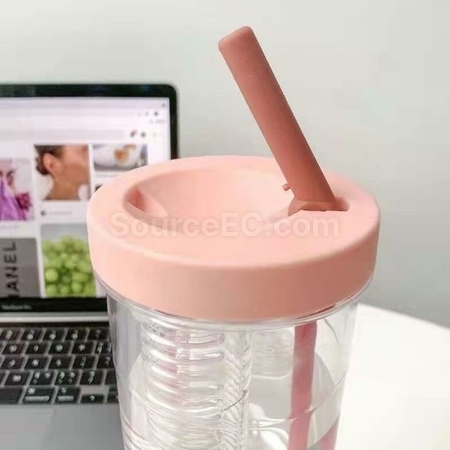 禮品訂造獨立水果茶倉過濾飲管大容量水杯紀念品