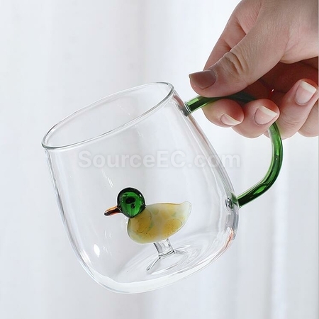 禮品訂造3D立體小動植物玻璃水杯紀念品
