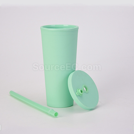 禮品訂造雙層塑膠大孔吸管杯紀念品