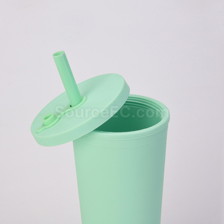 禮品訂造雙層塑膠大孔吸管杯紀念品