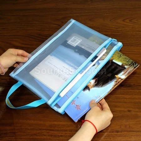 禮品訂造雙層網紗拉鏈手提文件袋紀念品