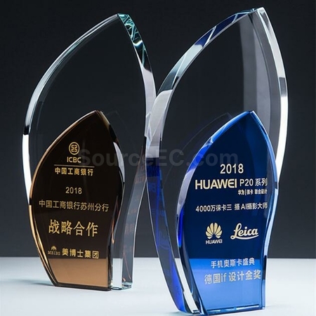 禮品訂造雙色水晶獎座紀念品