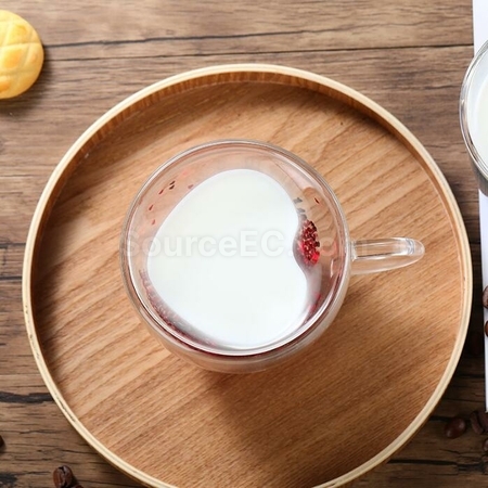 禮品訂造繁心流動雙層玻璃杯紀念品