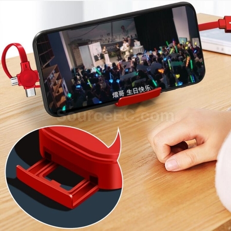 禮品訂造化妝鏡手機支架多功能三合一充電線紀念品