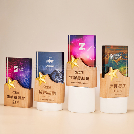 禮品訂造木質水晶獎座	紀念品