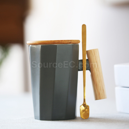 禮品訂造木柄陶瓷杯紀念品