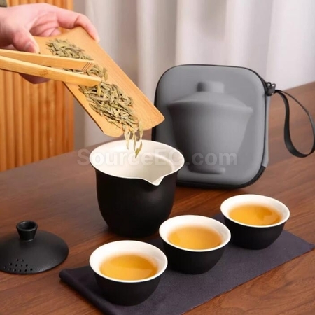 禮品訂造功夫茶一壺三杯旅行戶外便攜套裝紀念品
