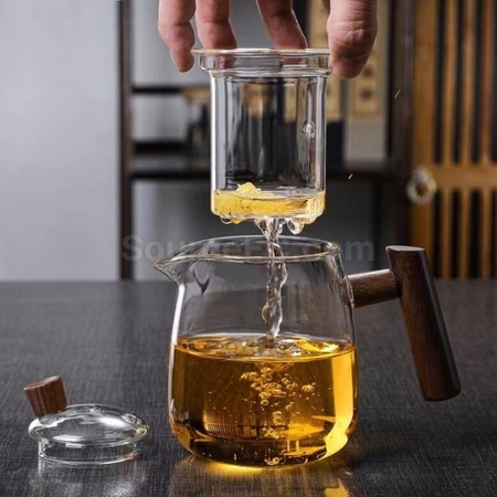 禮品訂造玻璃耐熱茶水分離茶具套裝紀念品