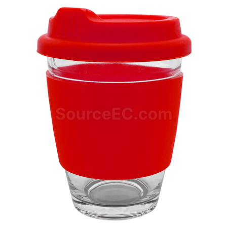 禮品訂造玻璃咖啡杯-矽膠帶紀念品