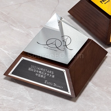 禮品訂造實木水晶獎座紀念品