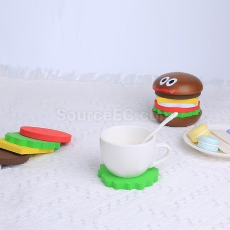禮品訂造木漢堡包杯墊紀念品