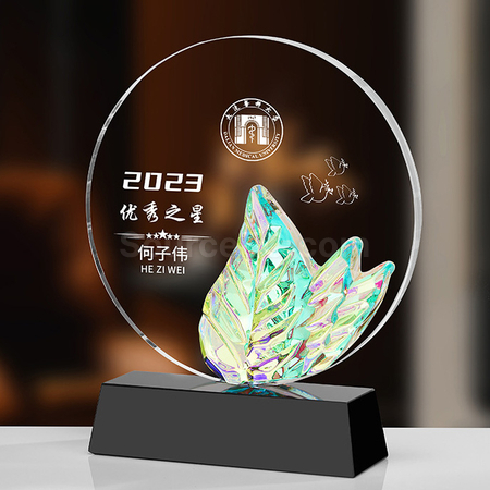 禮品訂造炫彩變色水晶獎座紀念品