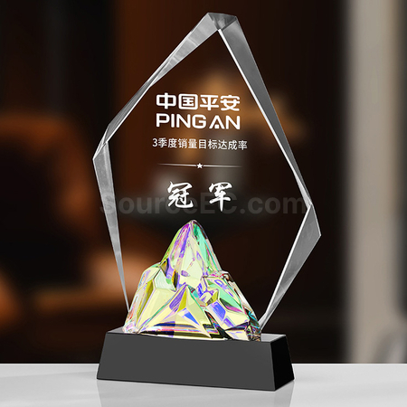 禮品訂造炫彩變色水晶獎座紀念品