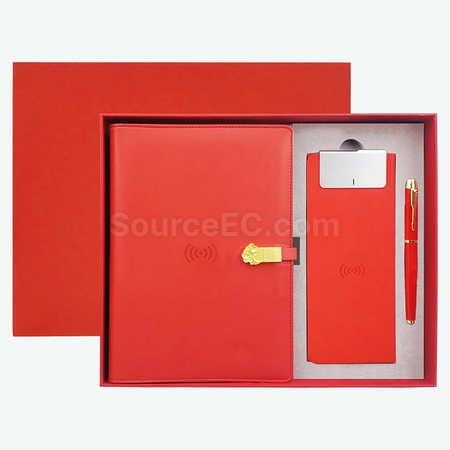 禮品訂造無線充筆記本+無線充滑鼠墊+筆套裝紀念品