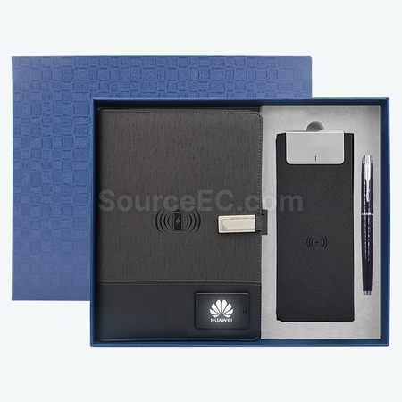 禮品訂造無線充筆記本+無線充滑鼠墊+筆套裝紀念品