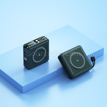 禮品訂造自帶線無線充移動電源紀念品