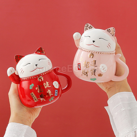 禮品訂造招財貓陶瓷杯紀念品