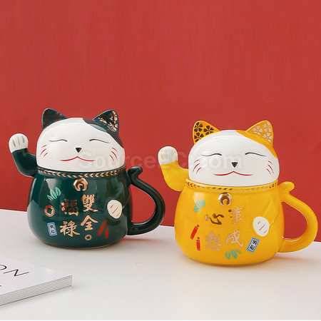 禮品訂造招財貓陶瓷杯紀念品