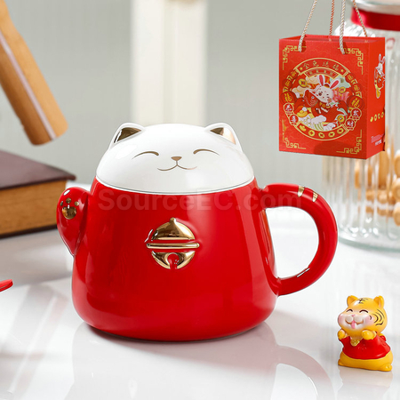 禮品訂造招財貓陶瓷杯紀念品