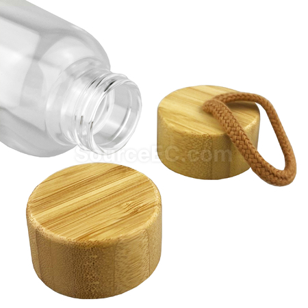 禮品訂造18.5OZ楠竹竹蓋PP玻璃樽紀念品