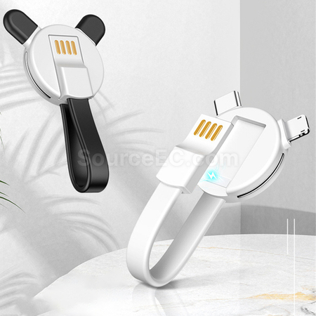 禮品訂造小熊貓卡通數據充電線紀念品
